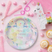 パステル虹の水色ユニコーン子供の誕生日 ペーパープレート (パーティー)