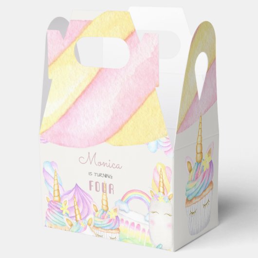 パステル虹の水色ユニコーン甘い誕生日 フェイバーボックス (オープン)