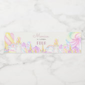 パステル虹の水色ユニコーン甘い誕生日 ペットボトルラベル (シングルラベル)