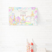 パステル虹の水色ユニコーン甘い誕生日 横断幕 (インサイチュ)