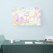 パステル虹の水色ユニコーン甘い誕生日 横断幕 (トレードショー)