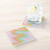 パステル虹の角 ガラスコースター (アングル)