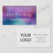 パステル虹彩色フォイルブルー紫あなたのロゴ 名刺 (正面/裏面)