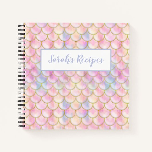 パステル虹色マーメイドパタはかりで測ーン ノートブック (正面)