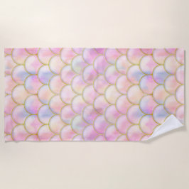 パステル虹色マーメイドパタはかりで測ーン ビーチタオル