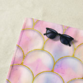 パステル虹色マーメイドパタはかりで測ーン ビーチタオル (インサイチュ)