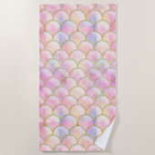 パステル虹色マーメイドパタはかりで測ーン ビーチタオル (正面)