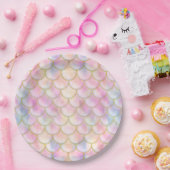 パステル虹色マーメイドパタはかりで測ーン ペーパープレート (パーティー)