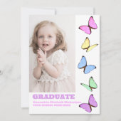 パステル蝶キッズフォト卒業 招待状 (正面)