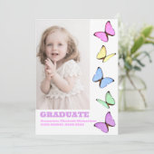 パステル蝶キッズフォト卒業 招待状 (スタンド正面)