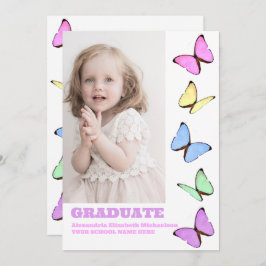 パステル蝶キッズフォト卒業 招待状