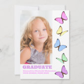 パステル蝶キッズフォト卒業 招待状 (正面)