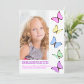 パステル蝶キッズフォト卒業 招待状 (スタンド正面)