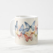 パステル蝶デザインの陶器マグカップ コーヒーマグカップ (正面左)