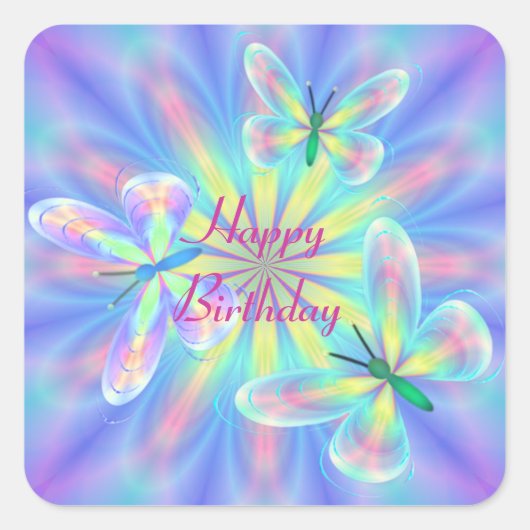 パステル蝶 スクエアシール (正面)