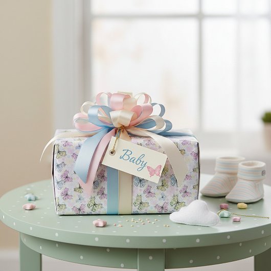 パステル蝶 ラッピングペーパー