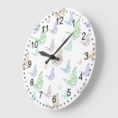 パステル蝶 ラージ壁時計 (傾斜)