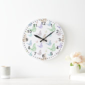 パステル蝶 ラージ壁時計 (ホーム)