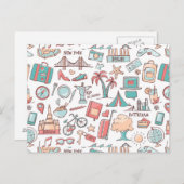 パステル観光客パターン ポストカード (正面/裏面)