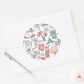 パステル観光客パターン ラウンドシール (封筒)