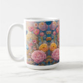 パステル詰まったガーデンに散策する可愛いバニー コーヒーマグカップ (左)