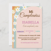 パステル誕生日ディージーフラワー招待状 招待状 (正面)