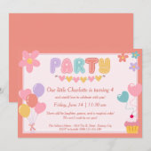 パステル誕生日招待状 – 印刷またはデジタル 招待状 (正面/裏面)