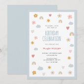 パステル誕生日 招待状 (正面/裏面)