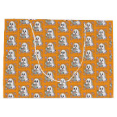 パステル読ズ本レトロ幽霊かわいいパターン ラージペーパーバッグ (裏面)