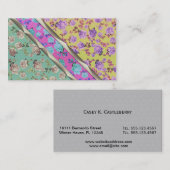 パステル調のかわいいヒップスターの粋でカラフルな花柄は縞で飾ります 名刺 (正面/裏面)