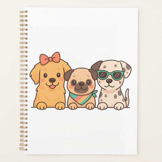 パステル調のかわいい犬のトリオ Puppy Pals プランナー手帳 (正面)