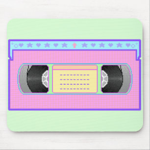 パステル調のかわいいVHSのvaporwaveピクセル芸術 マウスパッド