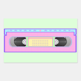 パステル調のかわいいVHSのvaporwaveピクセル芸術 長方形シール
