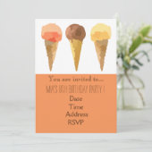 パステル調のアイスクリームの女の子の誕生会 招待状 (スタンド正面)