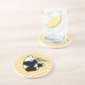 パステル調のオレンジシェブロンのPanada コースター (側面)