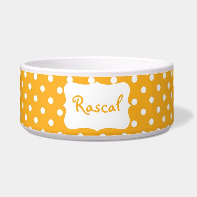 パステル調のオレンジ水玉模様ボール ボウル (正面)