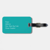 パステル調のグラデーションティール(緑がかった色)のモノグラムと縞で飾ります ラゲッジタグ (裏面横)