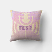 パステル調のグランジな愛音楽ピンクの黄色のクッション クッション (裏面)