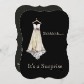 パステル調のチョークのウェディングドレスのブライダルシャワーの驚き 招待状 (正面/裏面)