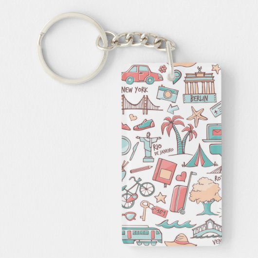 パステル調のツーリストパターン キーホルダー (正面)