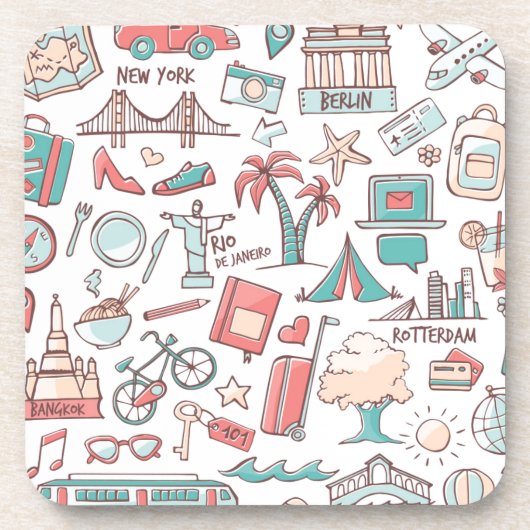 パステル調のツーリストパターン コースター (正面)