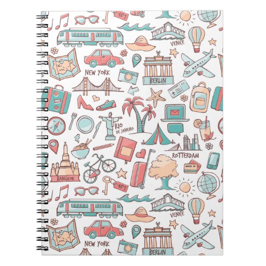 パステル調のツーリストパターン ノートブック (正面)