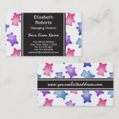 パステル調のテディー・ベアパターン 名刺 (正面/裏面)