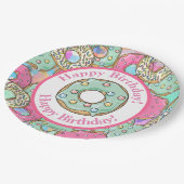 パステル調のドーナツのハッピーバースデー ペーパープレート (アングル)