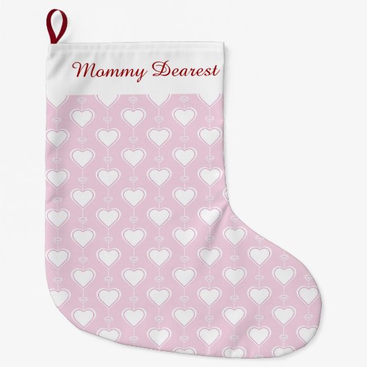 パステル調のバレンタインのハート ラージクリスマスストッキング (正面)