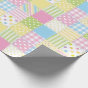 パステル調のパッチワークパターン ラッピングペーパー