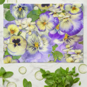 パステル調のパンジーの~の台所タオル キッチンタオル (折り畳み)