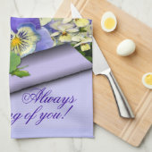 パステル調のパンジーの~の台所タオル# 2 キッチンタオル (四つ折り)