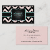 パステル調のピンクおよび黒のシェブロンエレガントなパターン 名刺 (正面/裏面)