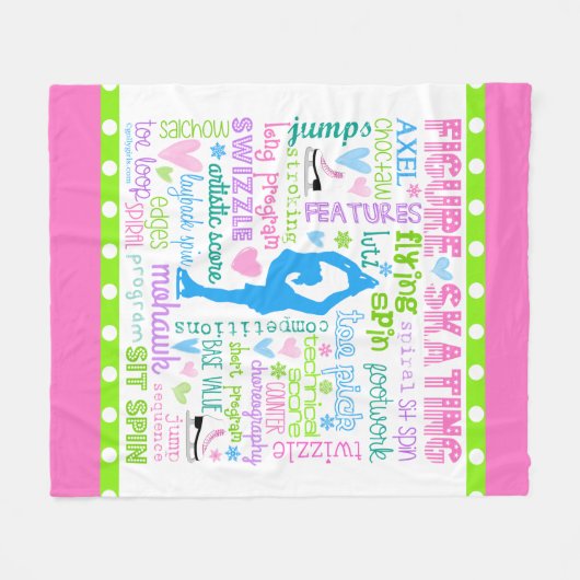 パステル調のフィギュアスケート選手はタイポグラフィを言い表わします フリースブランケット (正面(横))